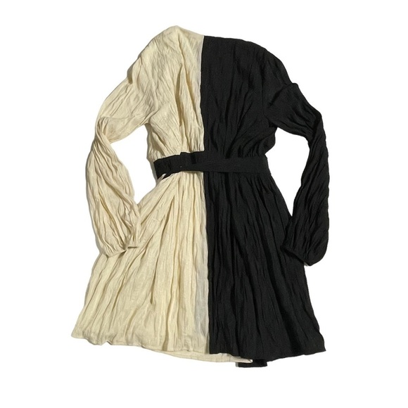 WOMEN MINI COLOR-BLOCK DRESS  CREPE SURPLICE NECK WRAP M - 4S13NNA WEILA DRESS - Picture 4 of 17